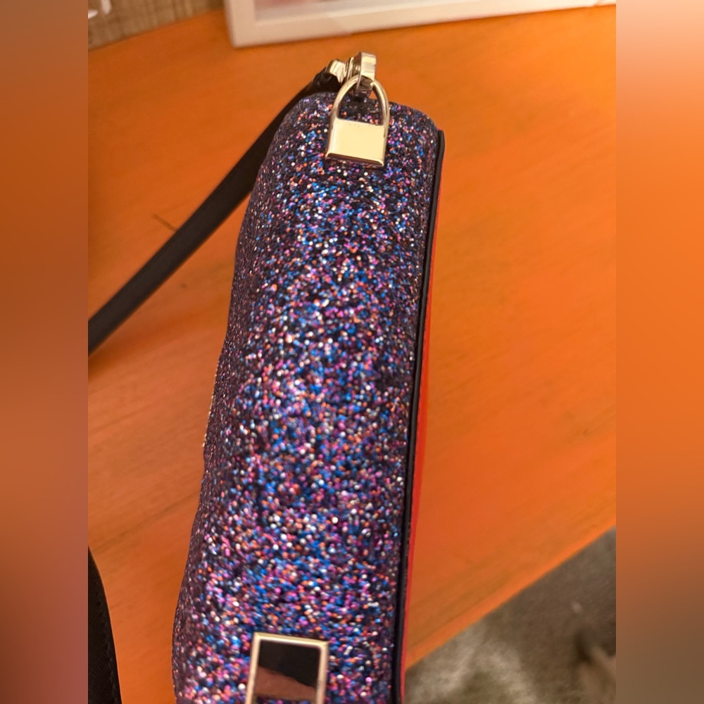 kate spade Purple Glitter Flap Crossbody Bag with Black Strap - Picture 6 of 15